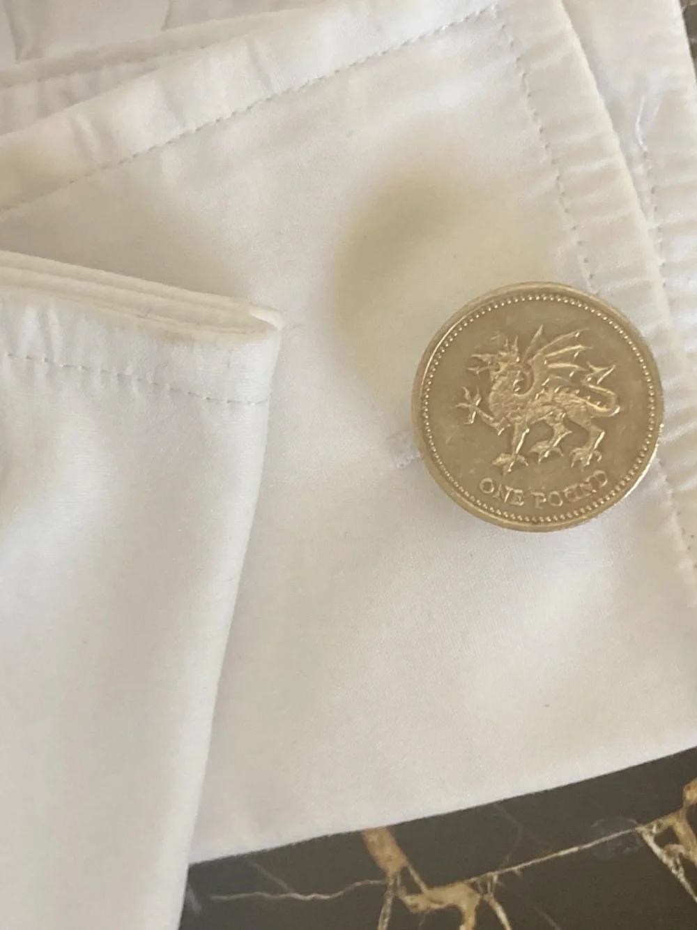 🇬🇧 British £1 Coin Cufflinks – Welsh Dragon | Vintage Sterling Look